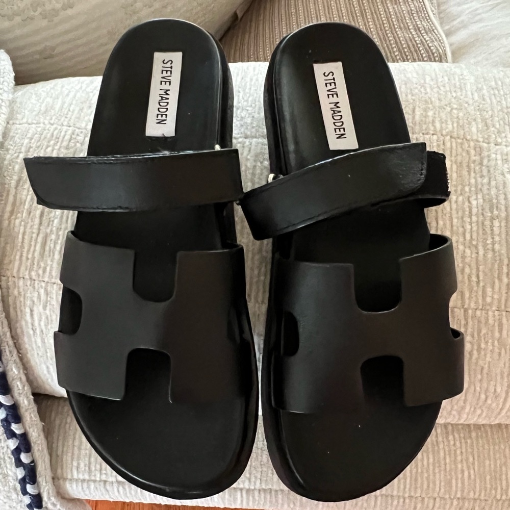 Steve Madden MAYVEN BLACK LEATHER Size 9